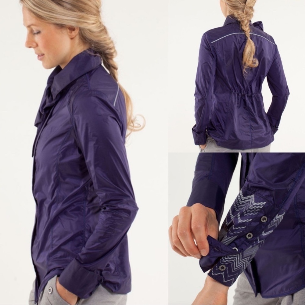 Lululemon Windbreaker 10 Pedal Power Wind Shirt Dense Purple Cycling Travel Zip - Picture 2 of 16